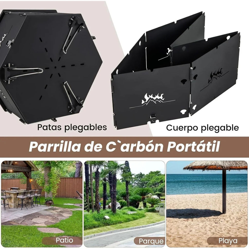 Barbacoa Węglowa Grande Grill Węglowy I Na Drewno Z Rozkładanym Korpusem I Nóżkami Costway 77 X 74 X 38 Cm