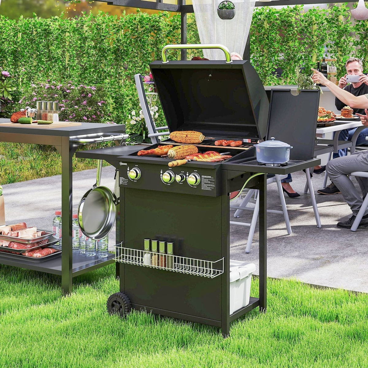 Gazowy grill ze stali nierdzewnej ABS 123x57x98 cm - Outsunny. Czarny