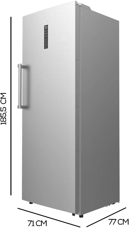 Cecotec Zamrażarka pionowa 380L Bolero CoolMarket UF 380 inox D. 1950W, silnik Inverter Plus, niskie zużycie energii, Total No Frost, wyświetlacz w drzwiach, możliwość przekształcenia w lodówkę, Multi Airflow