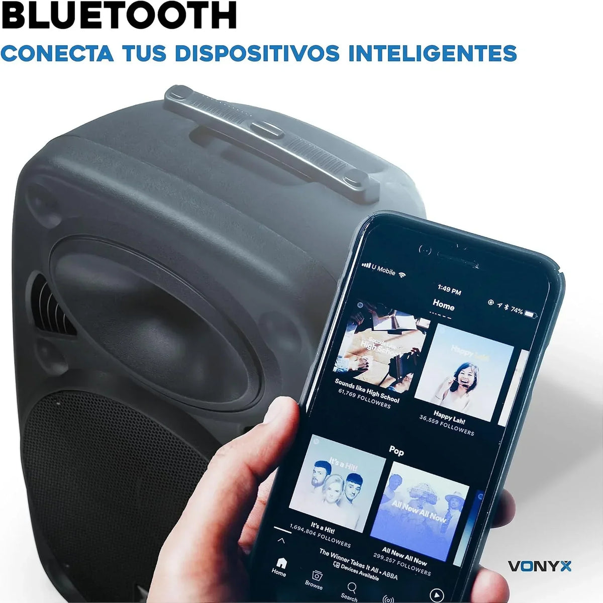 Vonyx Verve46 Mocny Głośnik Bluetooth 1000 W, Przenośny Głośnik Aktywny z Mikrofonem do Karaoke, Głośnik Bluetooth USB, SD, MP3, AUX, 2 Mikrofony UHF, Pilot, Subwoofer 15 Cali, Czarny