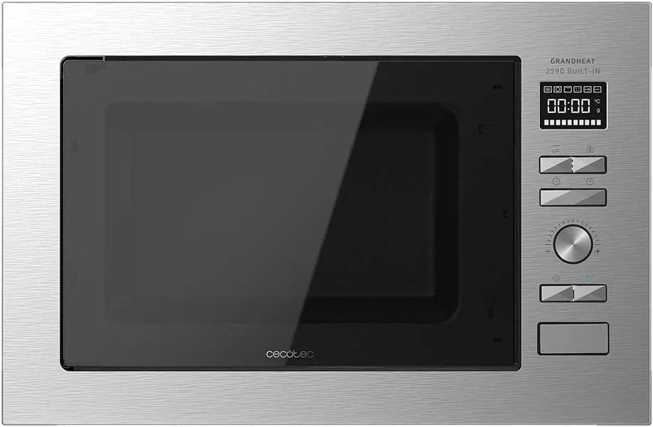 Kuchenka mikrofalowa do zabudowy cyfrowa Cecotec GrandHeat 2590 Built-In Black, 900 W, do zabudowy, 25 litrów, dotykowa, grill 1000 W, 8 funkcji wstępnie ustawionych, timer