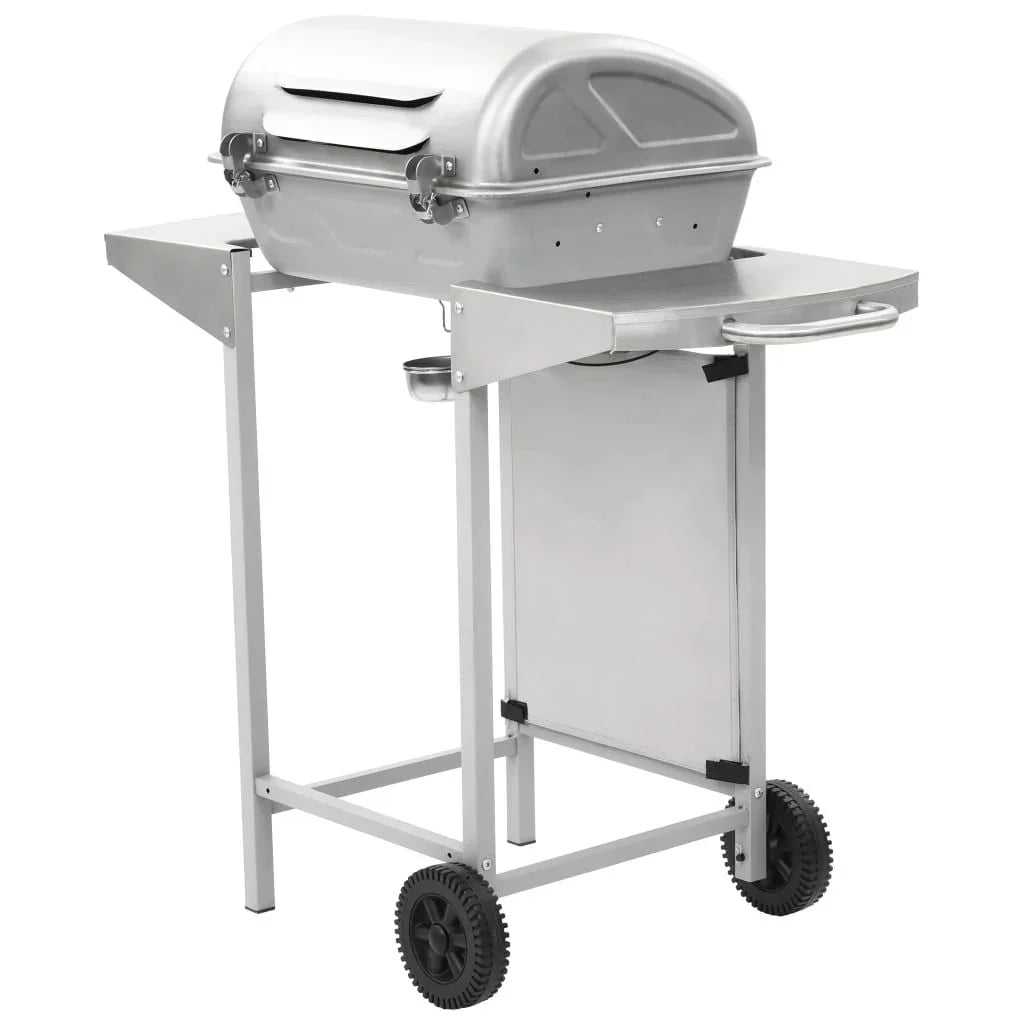 Przenośny grill gazowy z 2 strefami, srebrny, stal nierdzewna Vidaxl