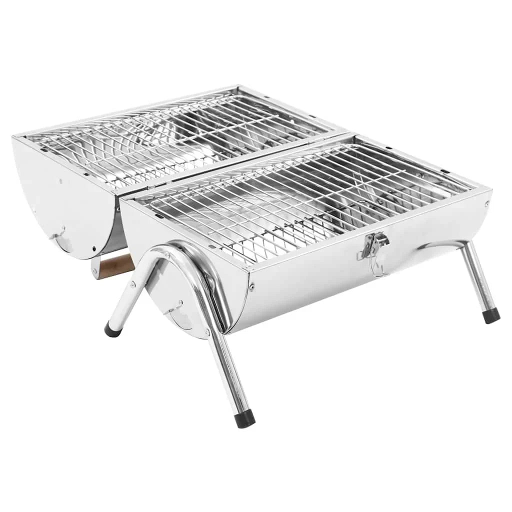 Grill Węglowy Stołowy, Ze Stali Nierdzewnej, Podwójny Ruszt, Vidaxl