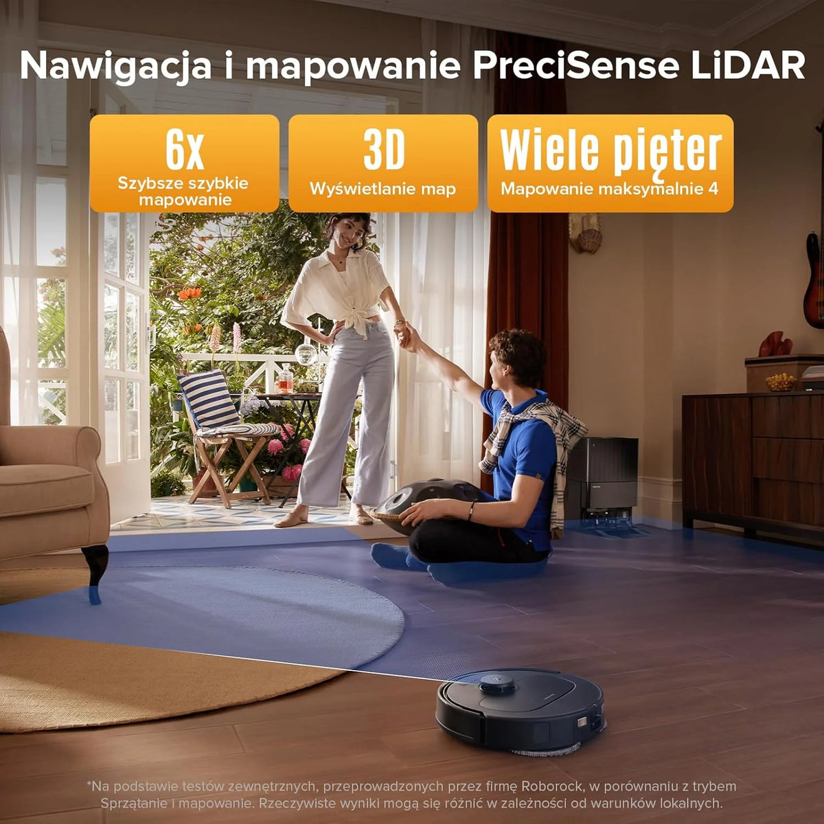 Roborock Q Revo, robot odkurzający, 8000Pa HyperForce, wielofunkcyjna stacja dokująca, mop obrotowy 200 obr./min z podnośnikiem 10 mm, zapobieganie splątaniu, unikanie przeszkód, mapowanie