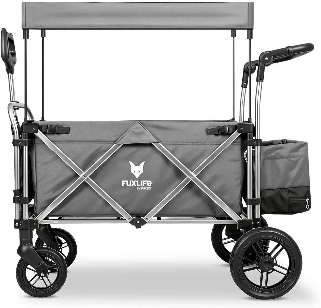 FUXTEC FX-CTL900 Premium szary, oryginalny wózek składany dla dzieci, idealny do ogrodu, na plażę lub do miasta, pchanie lub ciągnięcie, obciążenie do 75 kg.
