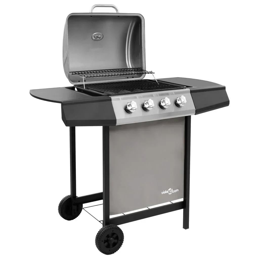 Czarno-srebrny grill gazowy 4-palnikowy Vidaxl