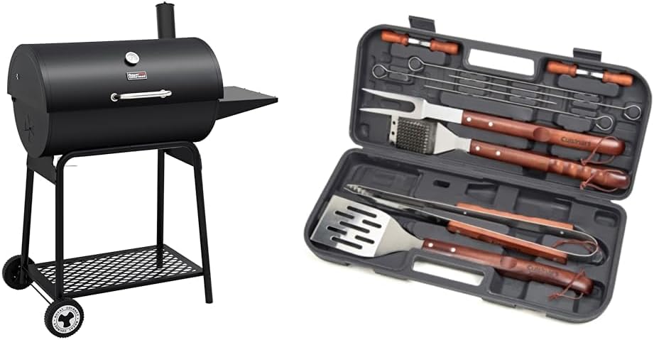 2026 Royal Gourmet CC1830 30-calowy grill węglowy ze składanym stołem bocznym, czarny grill ogrodowy z rusztem o powierzchni 627 cali kwadratowych, idealny na taras, do ogrodu i na przyjęcia