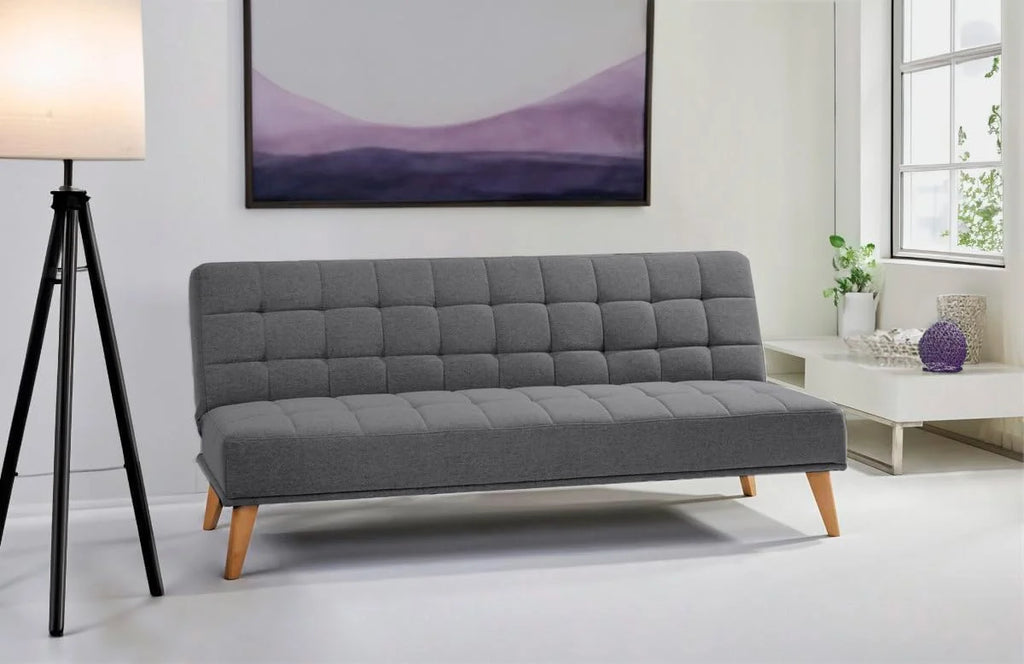 SHIITO | Model Versalles – Sofa rozkładana z systemem Clic-Clac | Gdzie Elegancja spotyka się z Komfortem | Design Capitoné w kolorze szarym | 189,5 x 88 x 89 cm