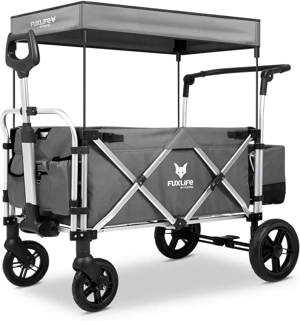 FUXTEC FX-CTL900 Premium szary, oryginalny wózek składany dla dzieci, idealny do ogrodu, na plażę lub do miasta, pchanie lub ciągnięcie, obciążenie do 75 kg.