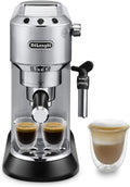 De'Longhi Dedica – Ekspres Kolbowy do Kawy Mielonej lub w Saszetkach, Espresso i Cappuccino, Zbiornik 1.3 Litra, System Anti-Drip, Model EC685.M, Kolor Metaliczny