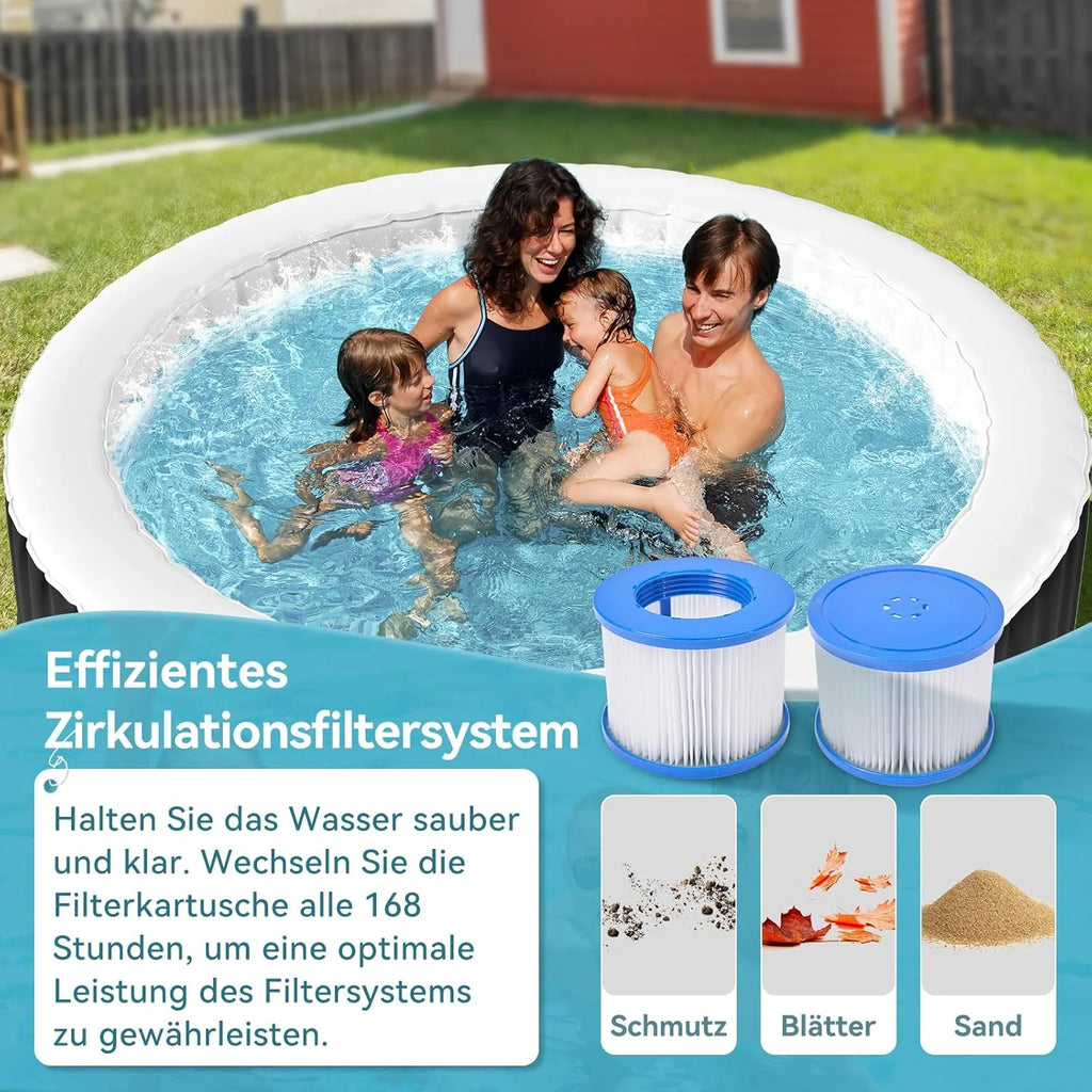 Dmuchane jacuzzi dla 4 osób, 2400 W do użytku wewnątrz/na zewnątrz, zimowy basen spa ze 120 dyszami powietrznymi, zabezpieczenie przed mrozem, 799 litrów, szczelne, energooszczędne