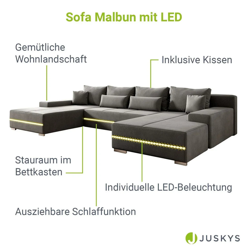2025 Sofa narożny Malbun z oświetleniem LED