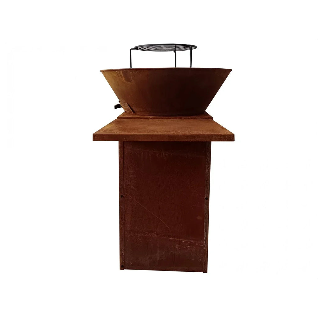 Grill Corten Z Płytą Do Smażenia 60 Cm