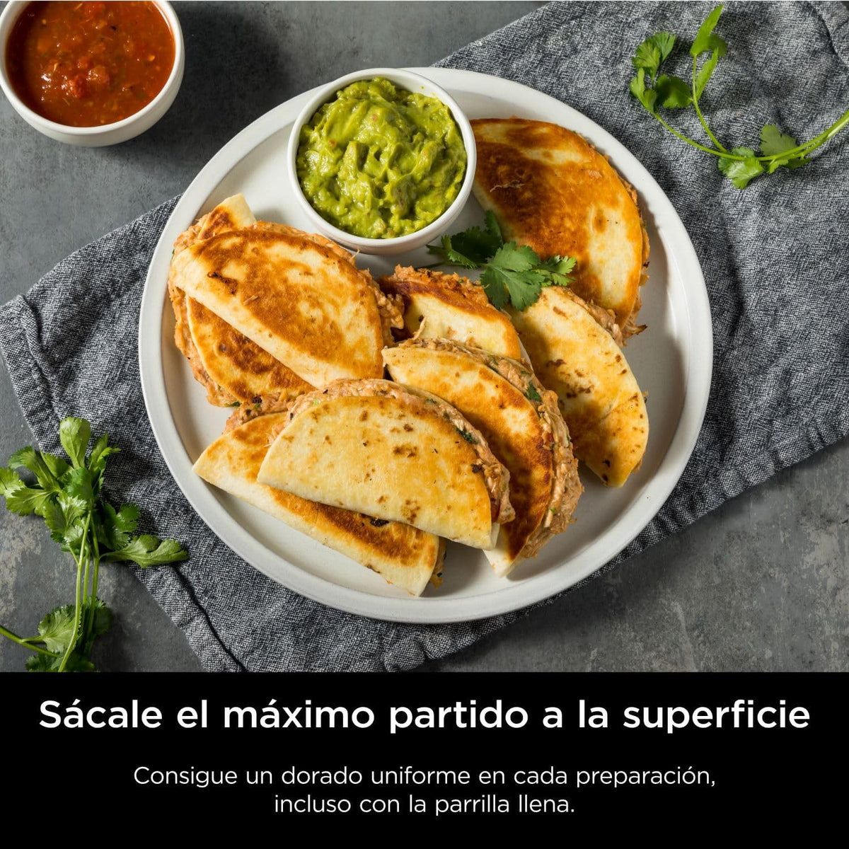 Ninja Sizzle Pro XL grill i płyta grillowa do użytku wewnątrz pomieszczeń z nieprzywierającą ceramiczną płytą grillową, odłączaną pokrywą, pojemnikiem na tłuszcz i książką z przepisami, srebrno-czarny GX101EU