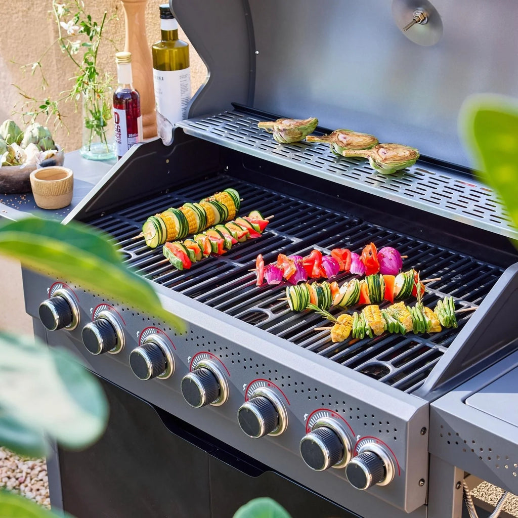 Grill gazowy Edmond czarny - 6 palników + 1 palnik boczny | Sweeek