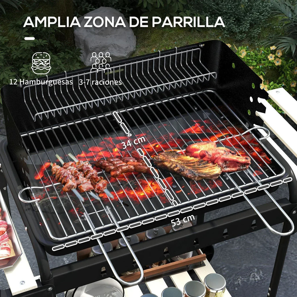 Grill Węglowy Outsunny Metal Sosna, 103x47x95 Cm, Czarny