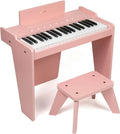 Klawiatura pianina dla dzieci, 37 klawiszy, cyfrowe pianino, zabawka muzyczna do nauki, drewniane pianino dla dzieci w wieku 3+ (różowe Plus)