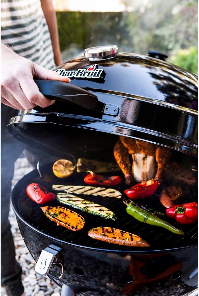 Grill węglowy Char-Broil Kettleman Charcoal Barbecue - Ruszt na węgiel drzewny, technologia TRU-Infrared, wyjmowana tacka na popiół - Idealny do gotowania na świeżym powietrzu, w ogrodzie i na patio
