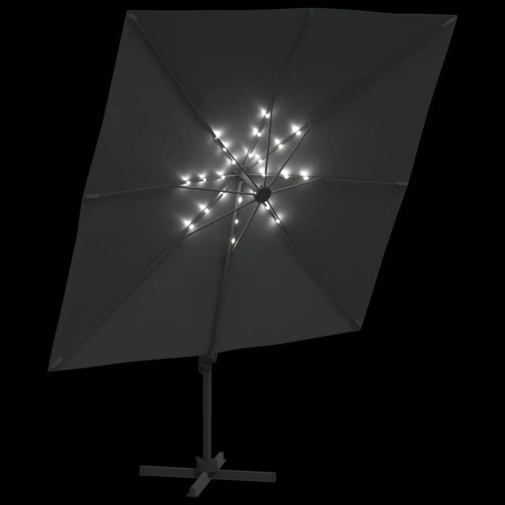 Parasol wspornikowy LED antracytowy, 400 x 300 cm