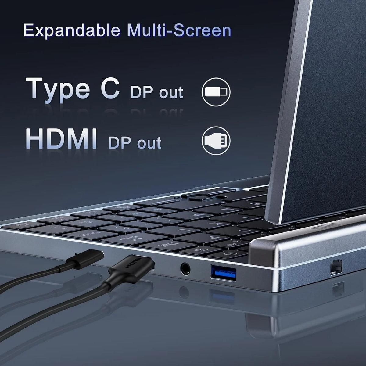 Mini Laptop 8" 2 w 1, Laptop z Win 11, N150 (do 3.6 GHz), 12 GB RAM 1 TB SSD, Ekran Dotykowy HD, Podświetlana Klawiatura, Wi-Fi 6, USB-C, Lekki i Przenośny Komputer dla