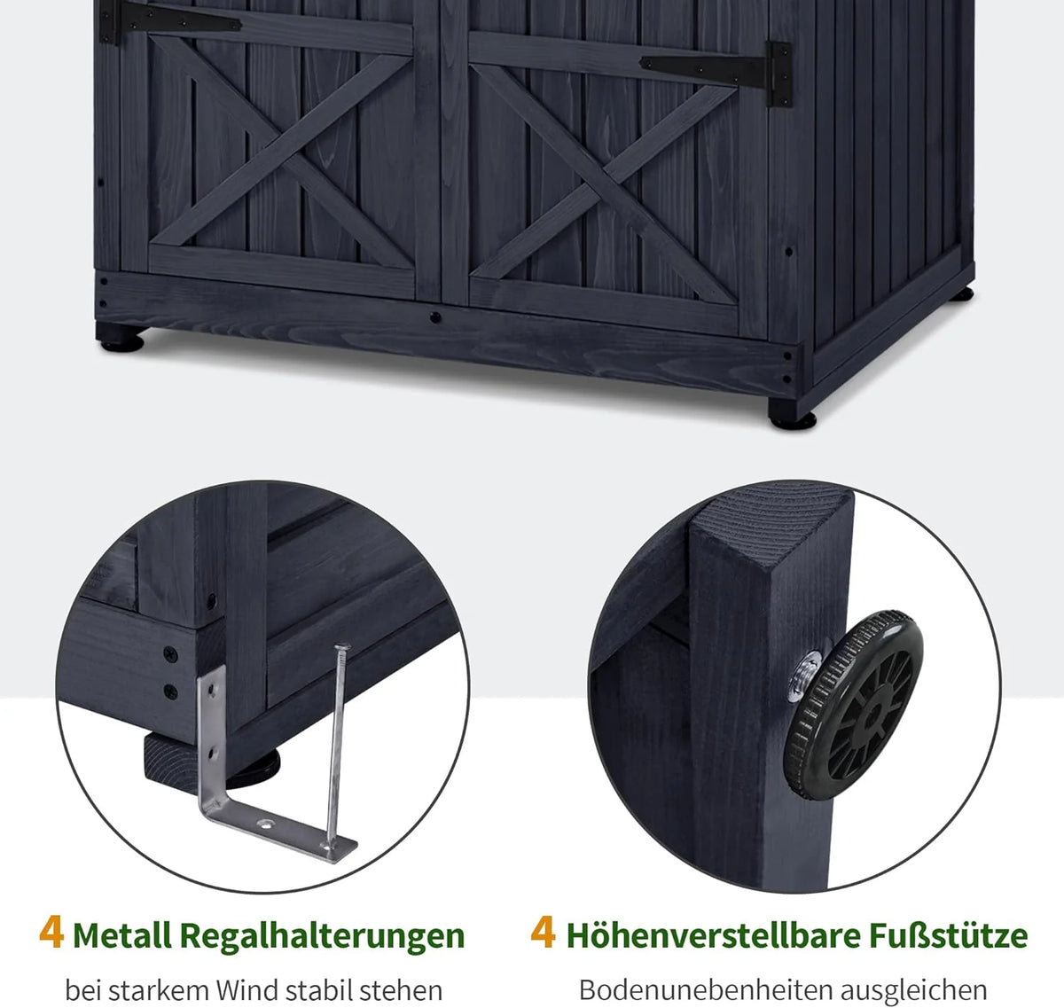 M MCombo Szafka ogrodowa, odporna na warunki atmosferyczne, drewniana, wodoodporna szafa zewnętrzna z podłogą, do użytku na zewnątrz, na balkon, 74 × 99 × 193 cm (antracytowa)